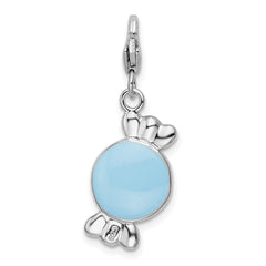 Amore La Vita Sterling Silver Rhodium-plated Polished Enameled Piece of Candy in Wrapper Charm with Fancy Lobster Clasp
