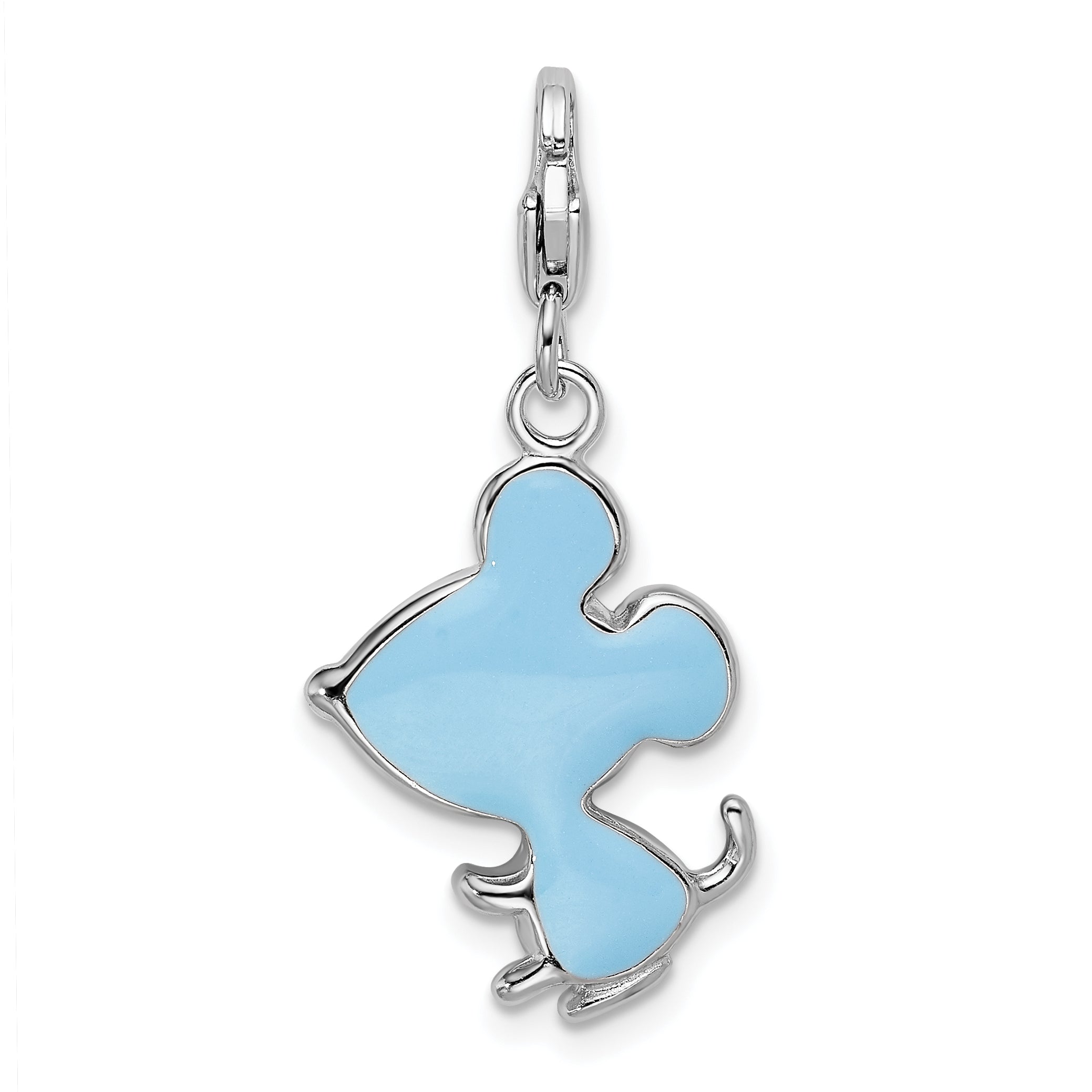 Amore La Vita Sterling Silver Rhodium-plated Polished 3-D Enameled Mouse Charm with Fancy Lobster Clasp