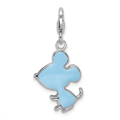 Amore La Vita Sterling Silver Rhodium-plated Polished 3-D Enameled Mouse Charm with Fancy Lobster Clasp