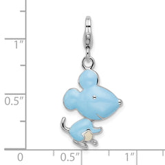 Amore La Vita Sterling Silver Rhodium-plated Polished 3-D Enameled Mouse Charm with Fancy Lobster Clasp