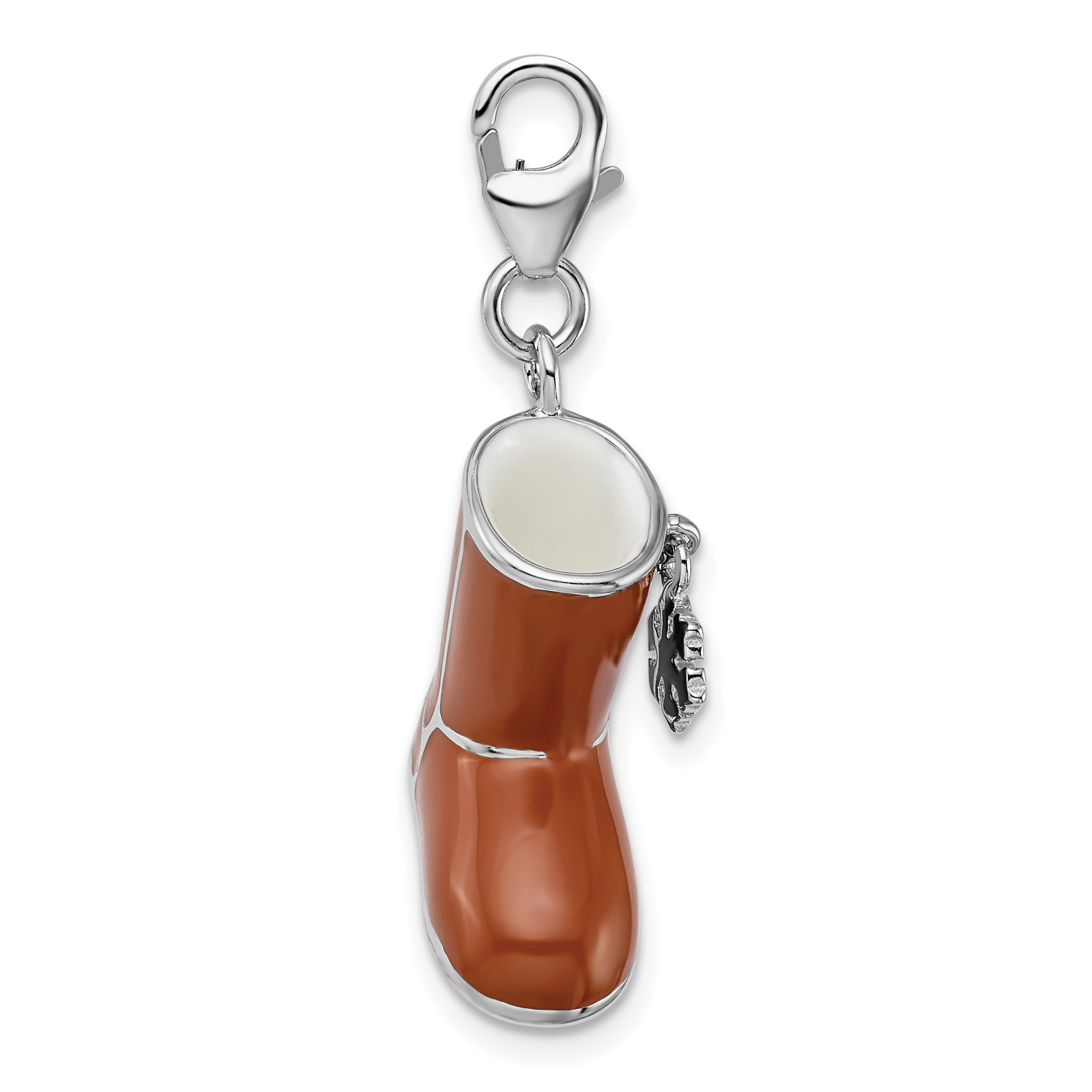 Amore La Vita Sterling Silver Rhodium-plated Polished 3-D Enameled Snow Boot Charm with Fancy Lobster Clasp Secondary image