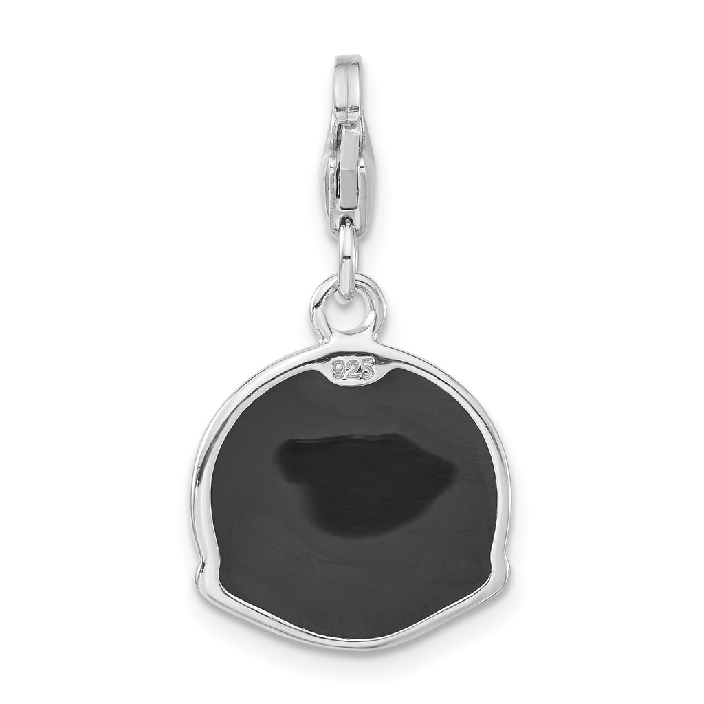 Sterling Silver Enameled 3-D Money Face w/Lobster Clasp Charm