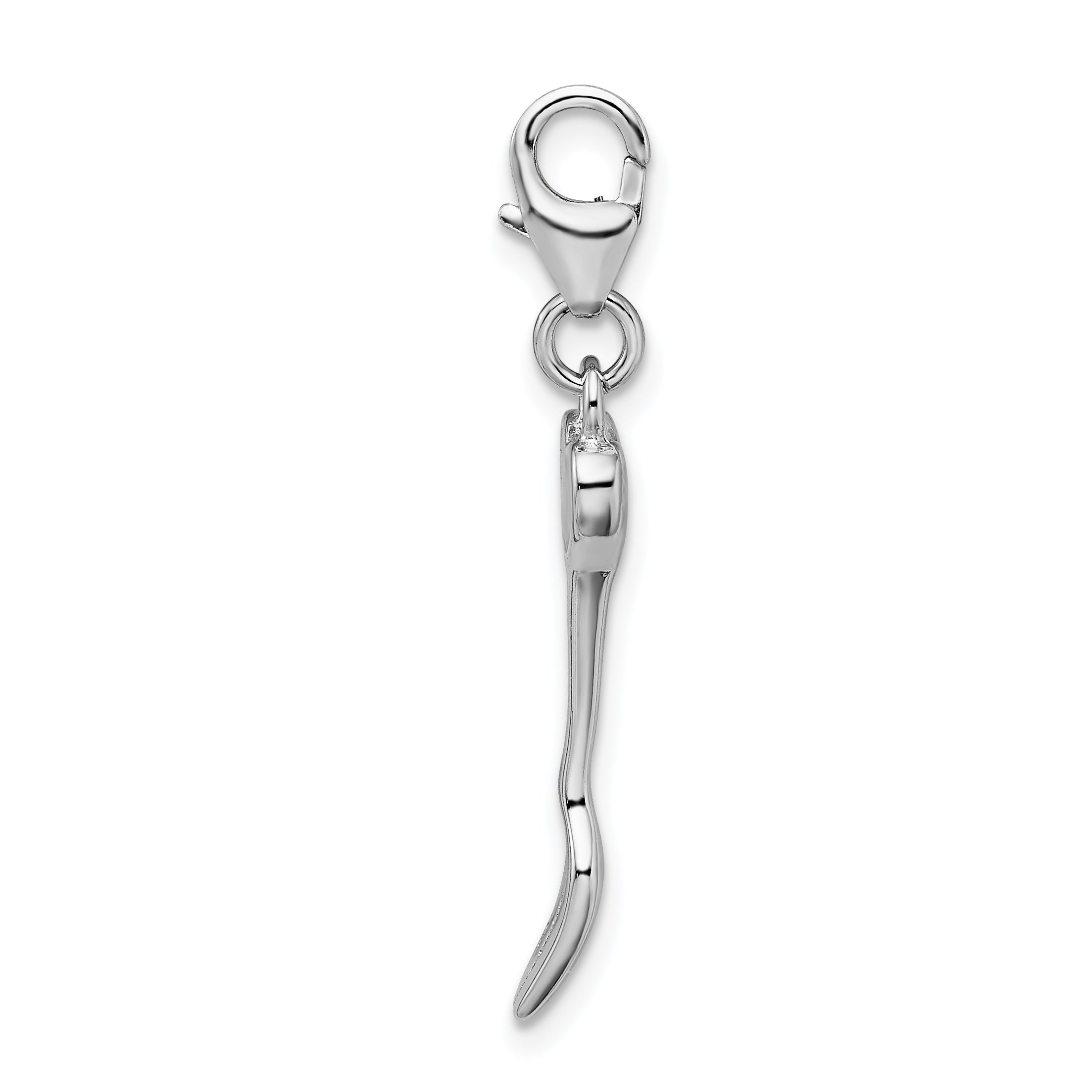 Sterling Silver RH 3-D Flower Heart Fork With Lobster Clasp Charm