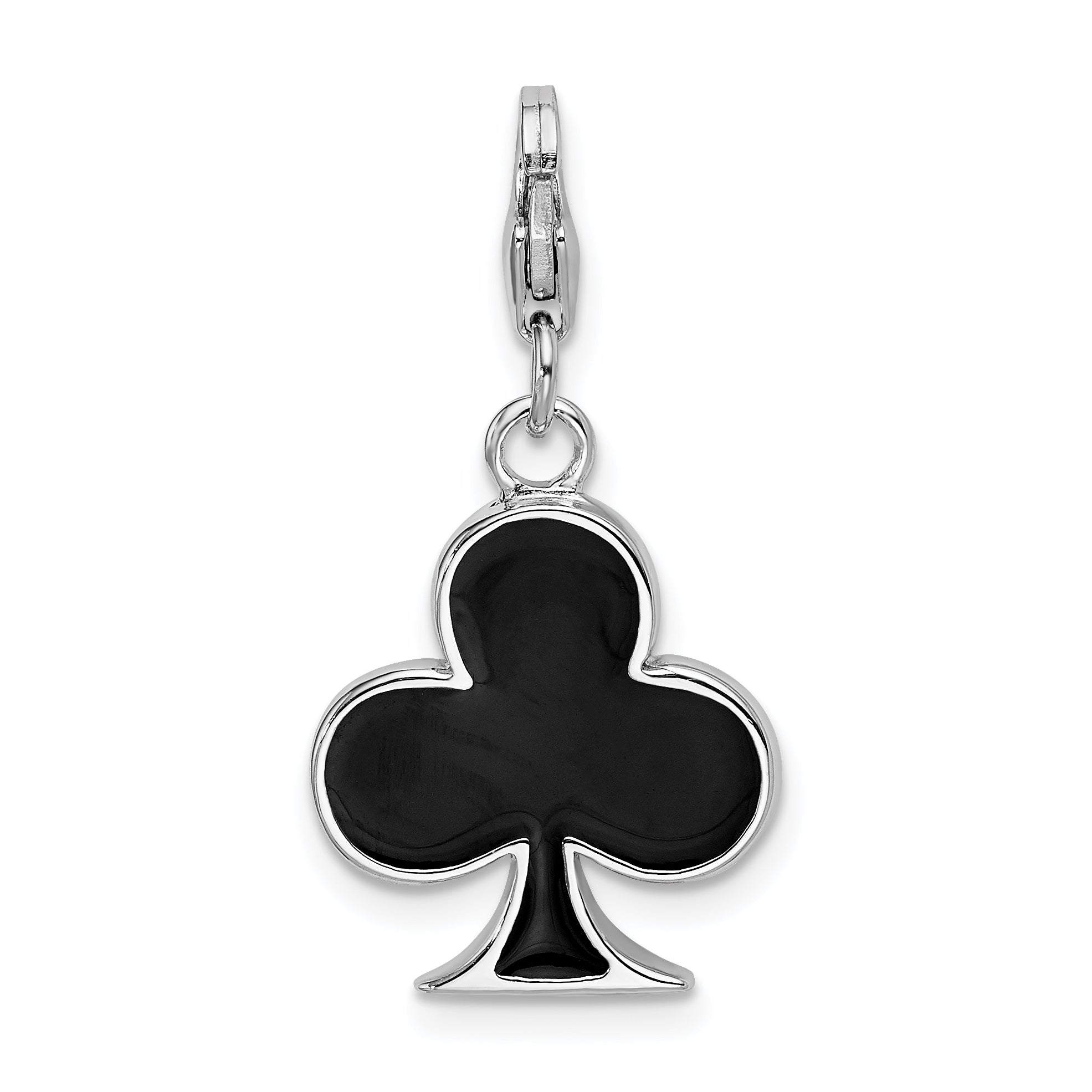 Sterling Silver Enameled 3-D Club w/Lobster Clasp Charm