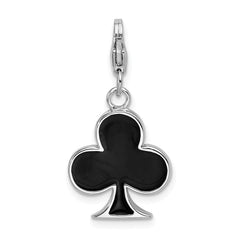 Sterling Silver Enameled 3-D Club w/Lobster Clasp Charm