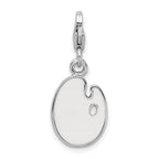 Amore La Vita Sterling Silver Rhodium-plated Polished Enameled 3-D Palette and Brush Charm with Fancy Lobster Clasp