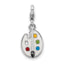 Amore La Vita Sterling Silver Rhodium-plated Polished Enameled 3-D Palette and Brush Charm with Fancy Lobster Clasp