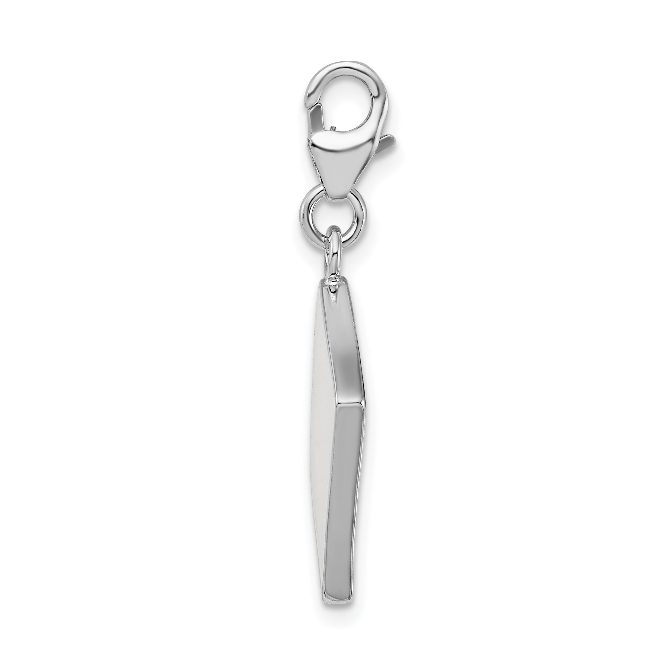 Amore La Vita Sterling Silver Rhodium-plated Polished 3-D Enameled Crystal Ace Charm with Fancy Lobster Clasp Secondary image