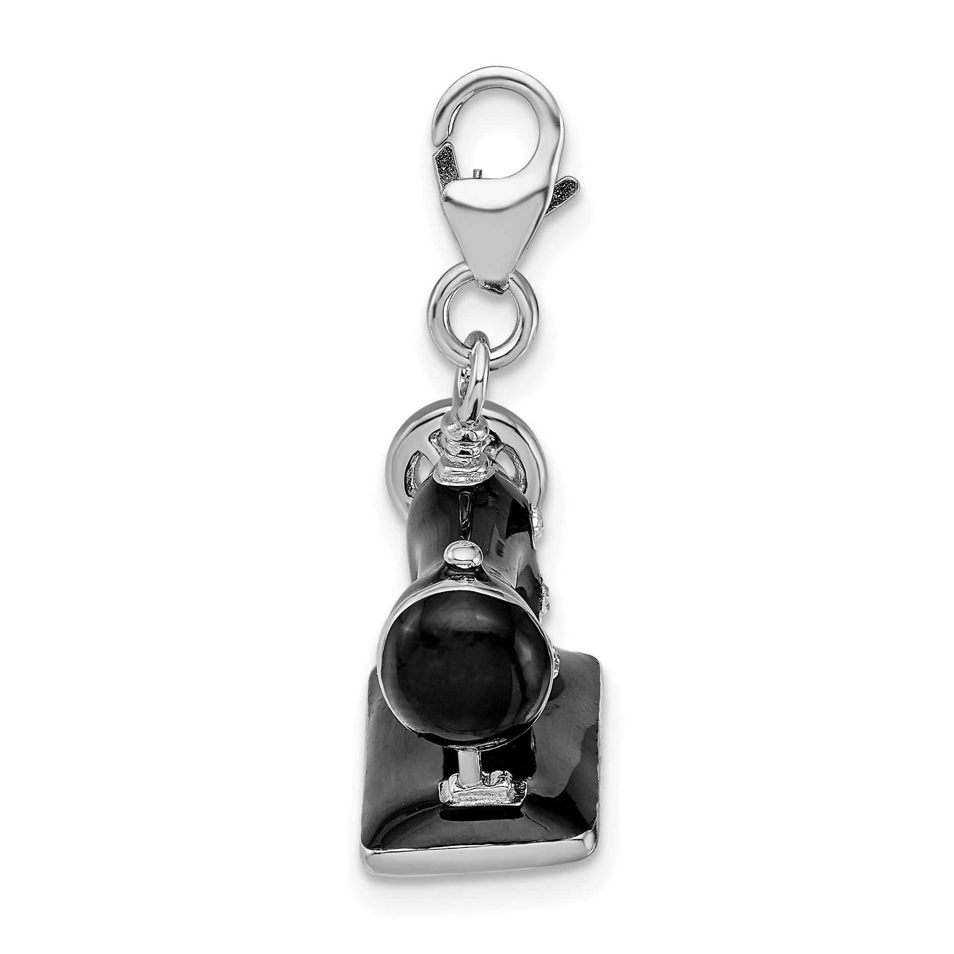 Amore La Vita Sterling Silver Rhodium-plated Polished 3-D Enameled Sewing Machine Charm with Fancy Lobster Clasp Secondary image