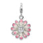 Amore La Vita Sterling Silver Rhodium-plated Polished Enameled Flower Charm with Fancy Lobster Clasp