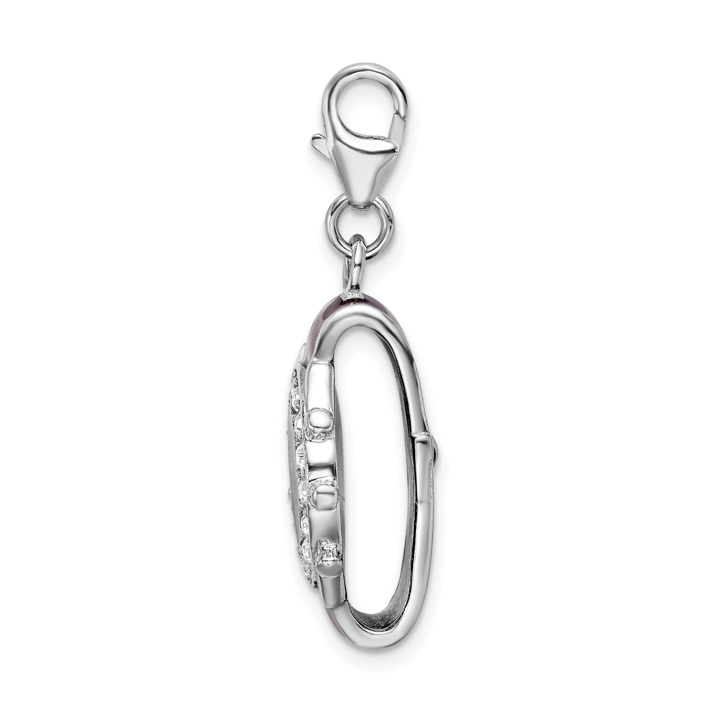 Amore La Vita Sterling Silver Rhodium-plated Polished 3-D Enameled Watch Charm with Fancy Lobster Clasp Secondary image