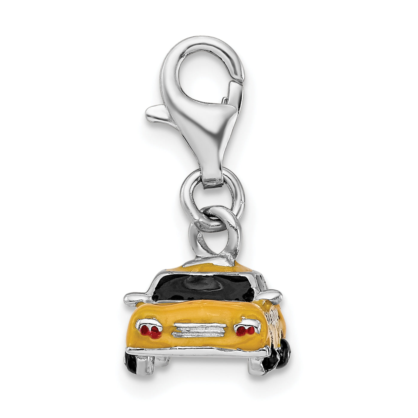 Amore La Vita Sterling Silver Rhodium-plated Polished 3-D Enameled Taxi Cab Charm with Fancy Lobster Clasp Secondary image