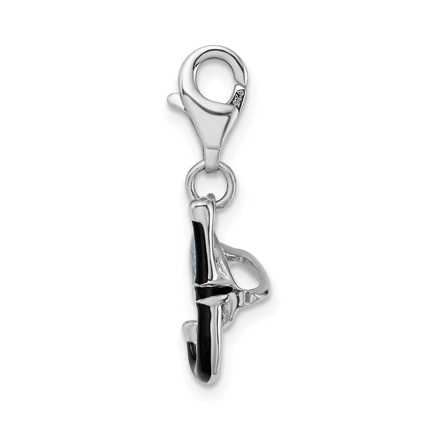 Amore La Vita Sterling Silver Rhodium-plated Polished 3-D Enameled Snorkel Charm with Fancy Lobster Clasp Secondary image