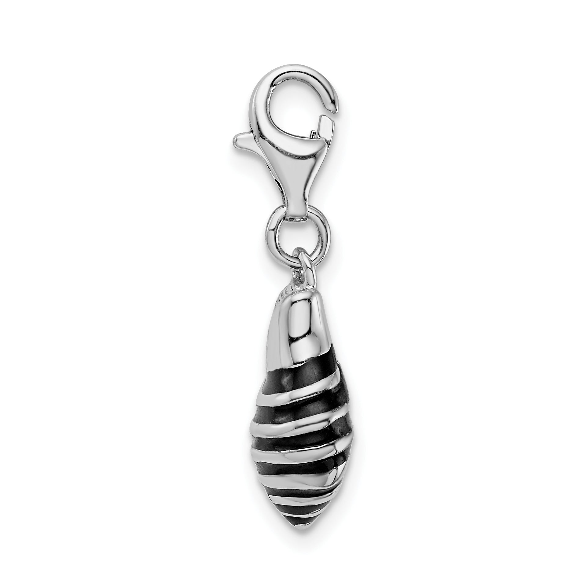Amore La Vita Sterling Silver Rhodium-plated Polished 3-D Enameled Shell Charm with Fancy Lobster Clasp Secondary image