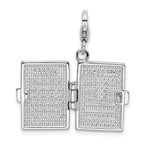 Amore La Vita Sterling Silver Rhodium-plated Polished 3-D Moveable Crystal From Crystal Enameled 3-D Note Book Charm with Fancy Lobster Clasp