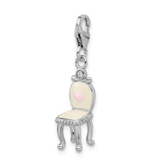 Sterling Silver Enameled 3-D Vanity Chair w/Lobster Clasp Charm