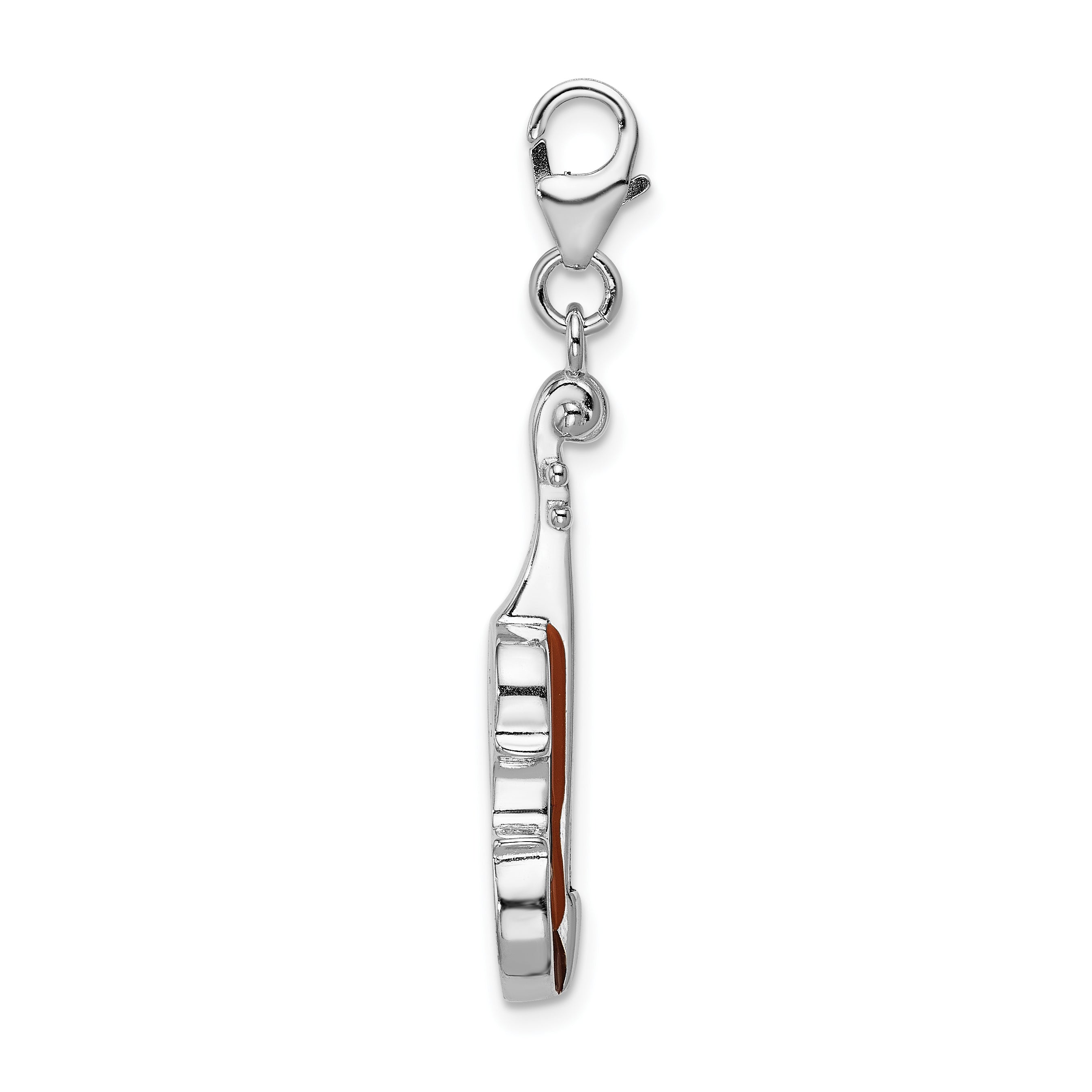 Amore La Vita Sterling Silver Rhodium-plated Polished 3-D Enameled Viola Charm with Fancy Lobster Clasp Secondary image