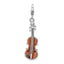 Amore La Vita Sterling Silver Rhodium-plated Polished 3-D Enameled Viola Charm with Fancy Lobster Clasp