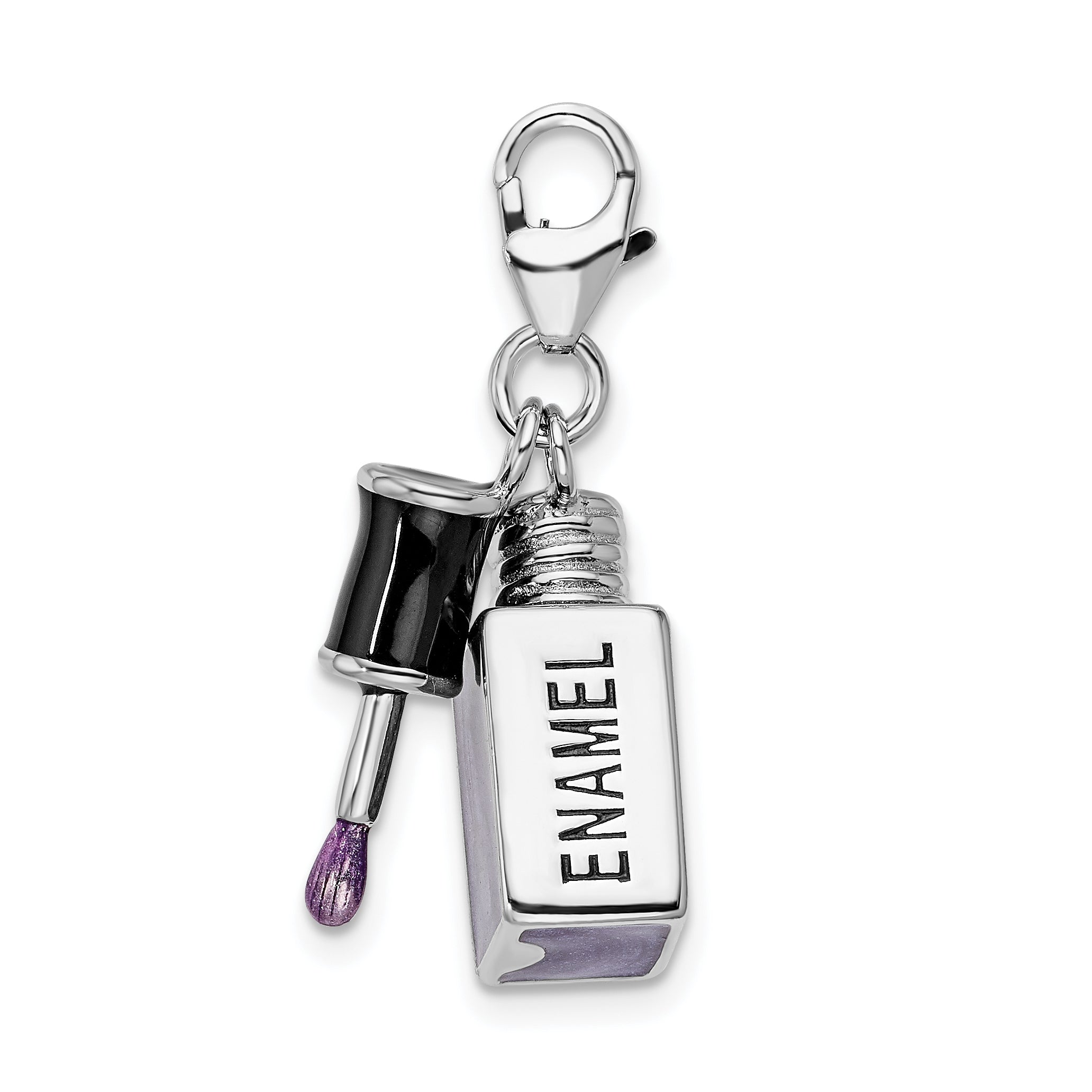 Amore La Vita Sterling Silver Rhodium-plated Polished 3-D Enameled Nail Enameled Charm with Fancy Lobster Clasp Secondary image