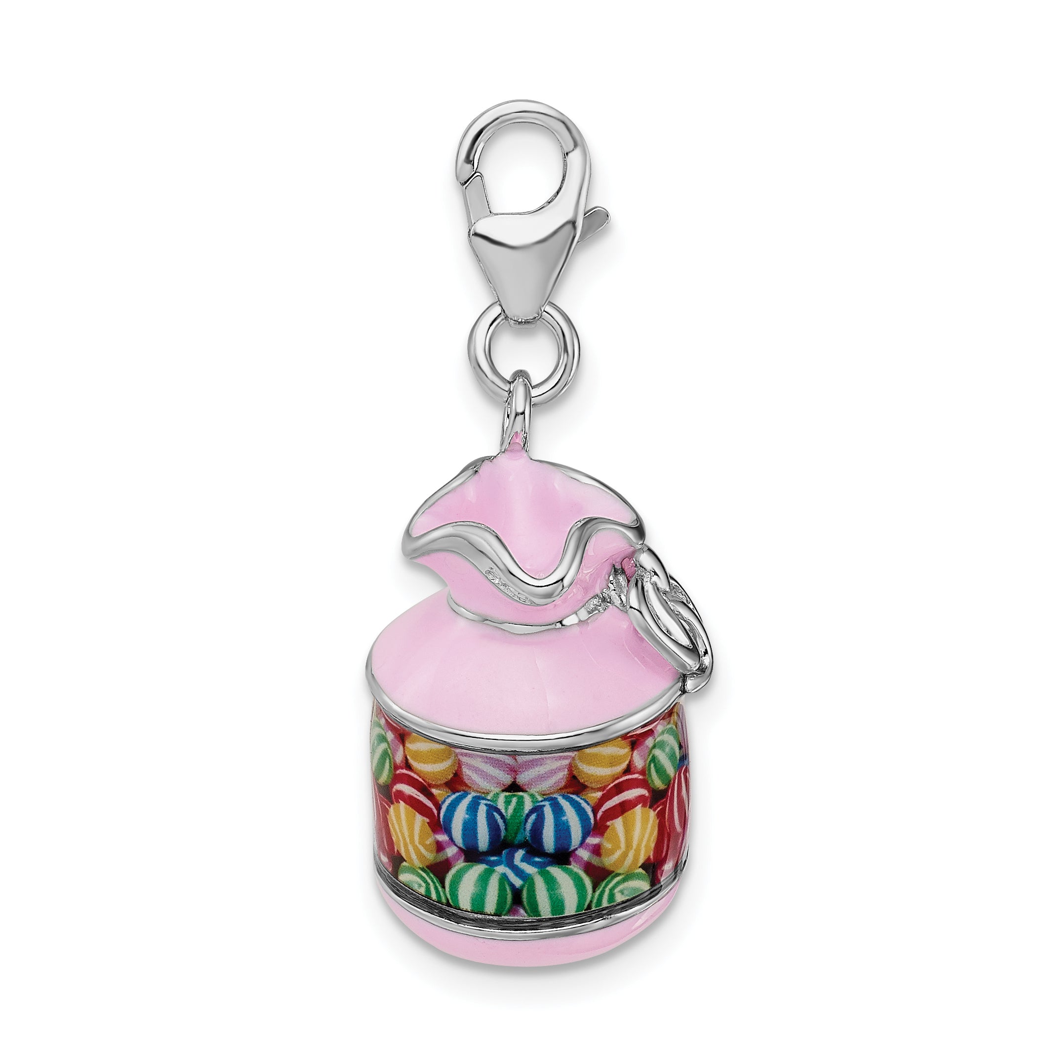 Amore La Vita Sterling Silver Rhodium-plated Polished 3-D Enameled Candy Jar Charm with Fancy Lobster Clasp Secondary image