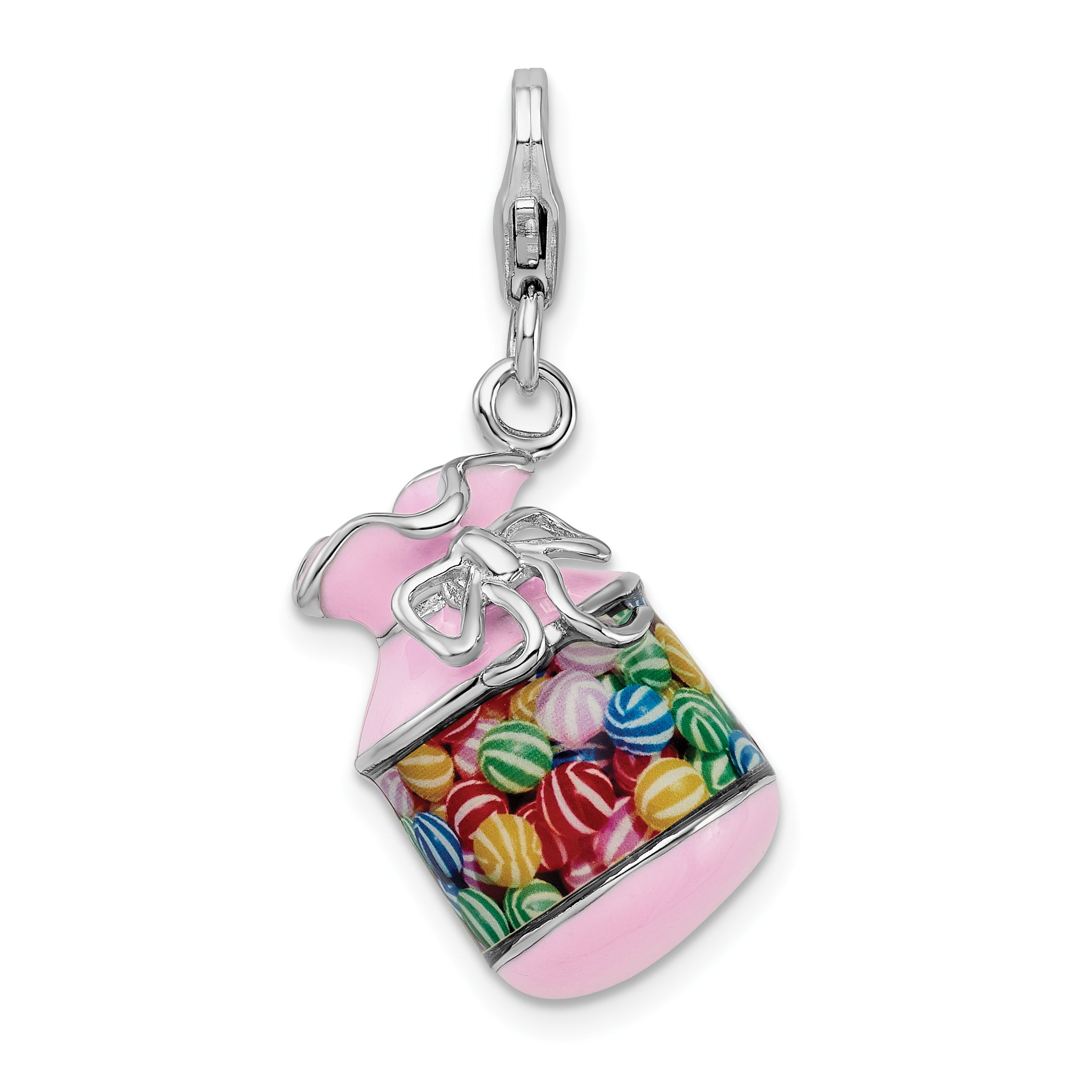 Amore La Vita Sterling Silver Rhodium-plated Polished 3-D Enameled Candy Jar Charm with Fancy Lobster Clasp Main image