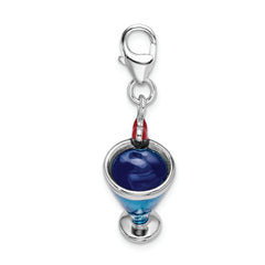Sterling Silver Enameled 3-D Blue Hawaii w/Lobster Clasp Charm