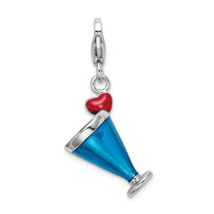 Sterling Silver Enameled 3-D Blue Hawaii w/Lobster Clasp Charm