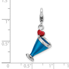Sterling Silver Enameled 3-D Blue Hawaii w/Lobster Clasp Charm