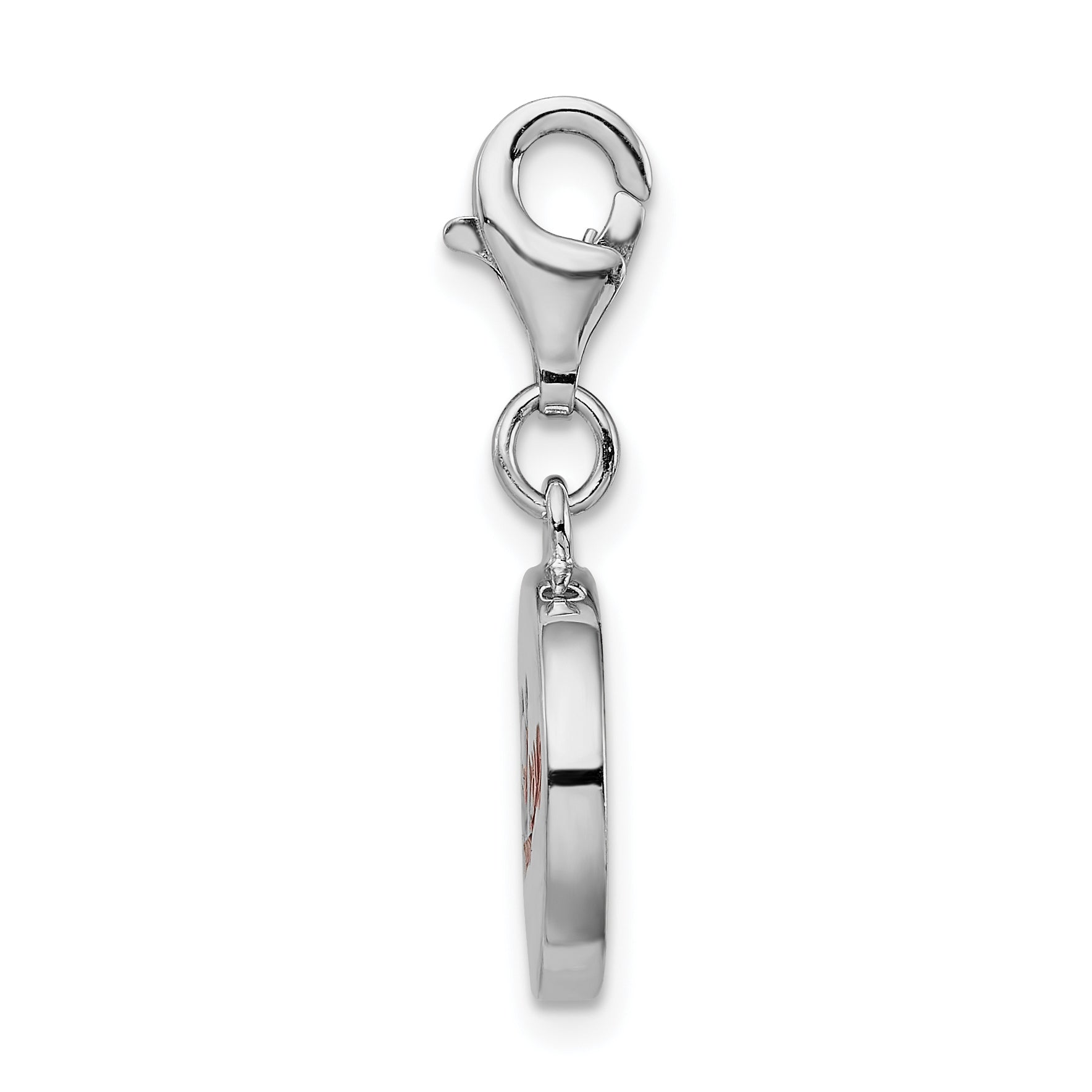 Amore La Vita Sterling Silver Rhodium-plated Polished Enameled LOVE Charm with Fancy Lobster Clasp Secondary image