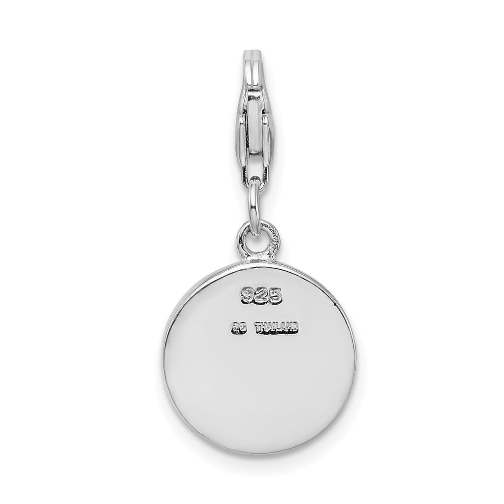 Amore La Vita Sterling Silver Rhodium-plated Polished Enameled LOVE Charm with Fancy Lobster Clasp