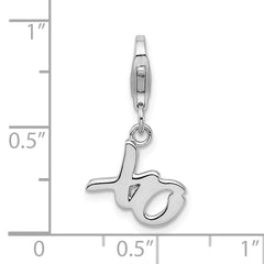 Amore La Vita Sterling Silver Rhodium-plated Polished XO Charm with Fancy Lobster Clasp