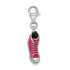 Amore La Vita Sterling Silver Rhodium-plated 3-D Enameled High Top Shoe Charm with Fancy Lobster Clasp