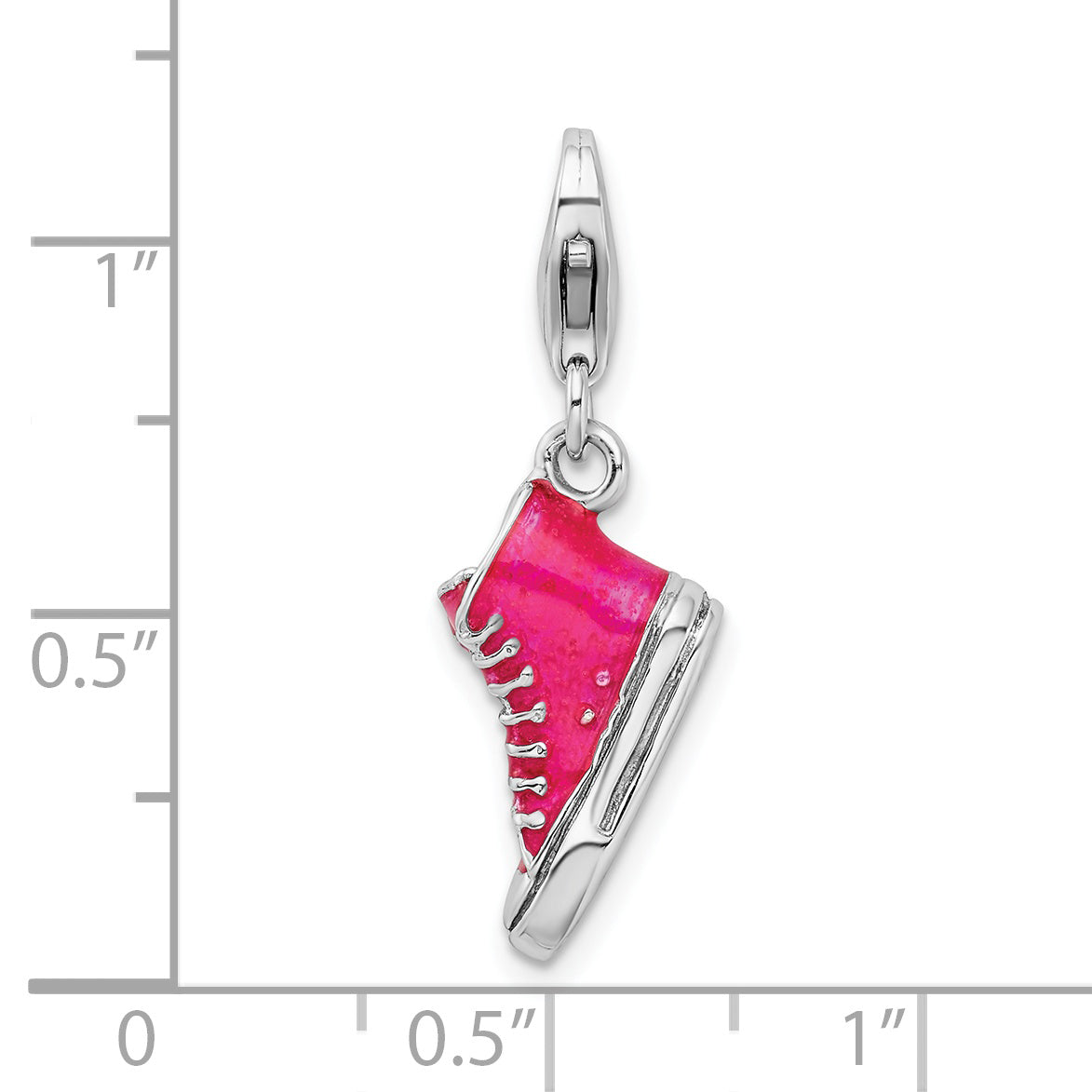 Amore La Vita Sterling Silver Rhodium-plated 3-D Enameled High Top Shoe Charm with Fancy Lobster Clasp