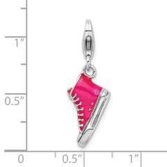 Amore La Vita Sterling Silver Rhodium-plated 3-D Enameled High Top Shoe Charm with Fancy Lobster Clasp