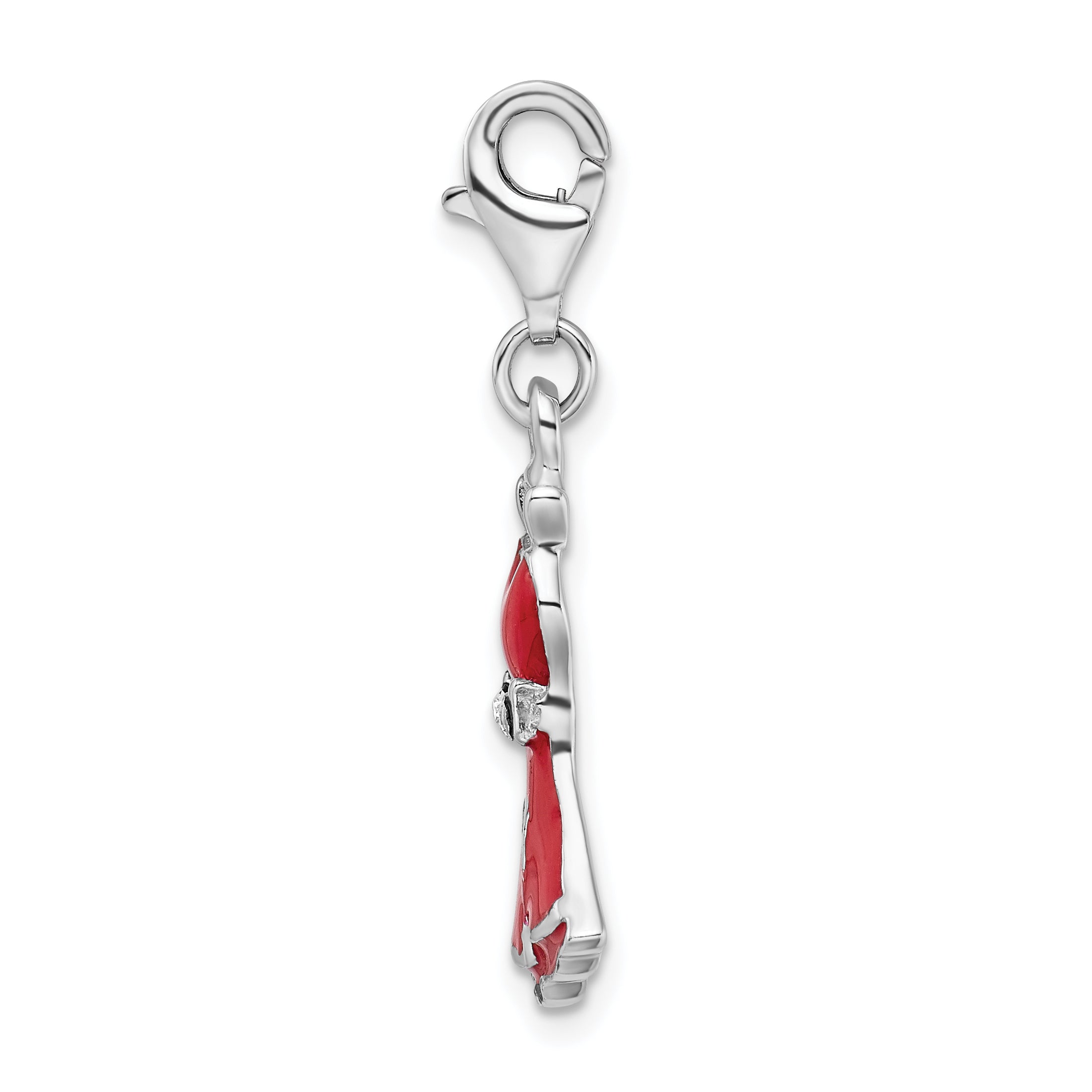 Sterling Silver Rhodium-plated CZ Enameled Dress With Lobster Clasp Charm Secondary image
