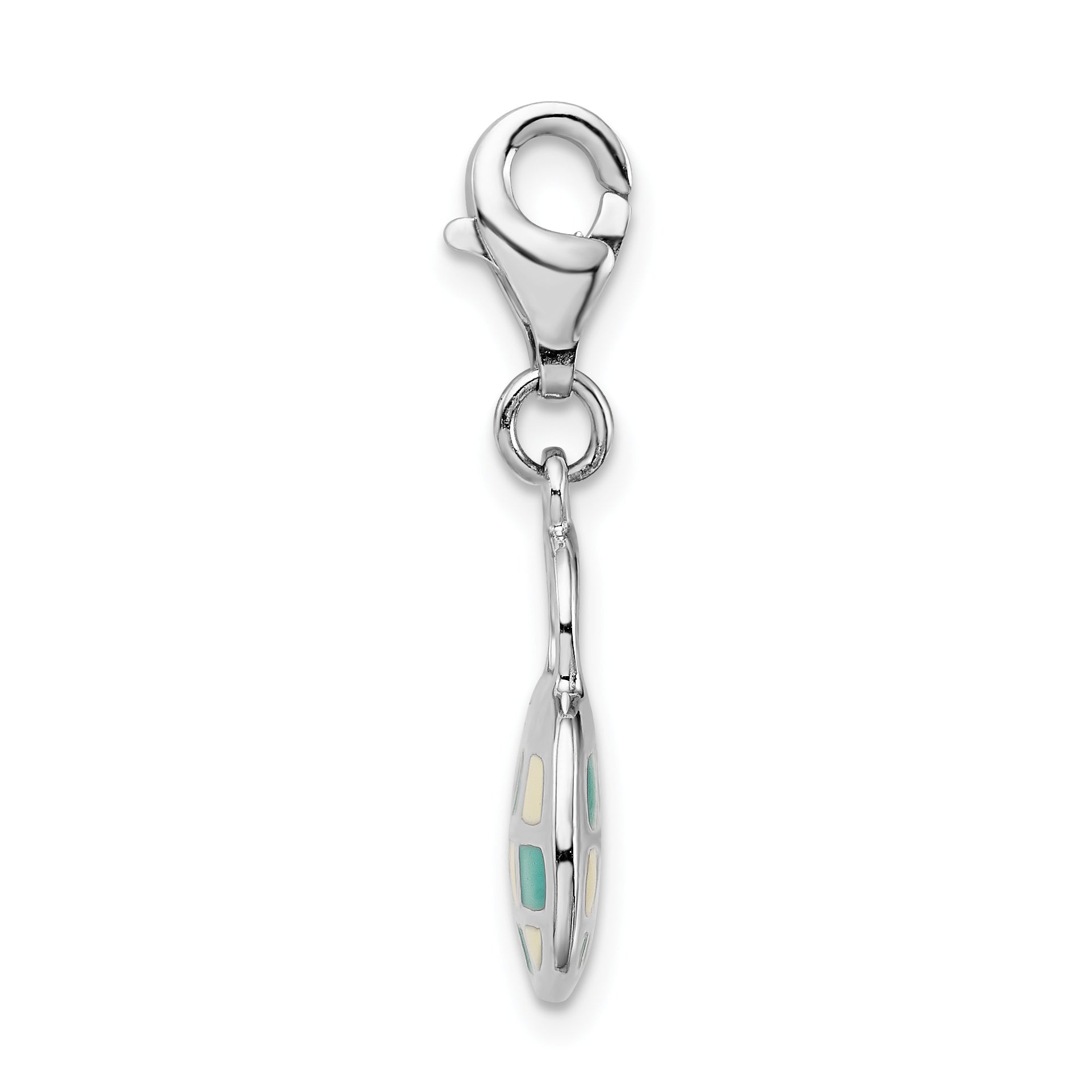 Sterling Silver Rhodium-plated 3-D Enameled Purse w/Lobster Clasp Charm Secondary image