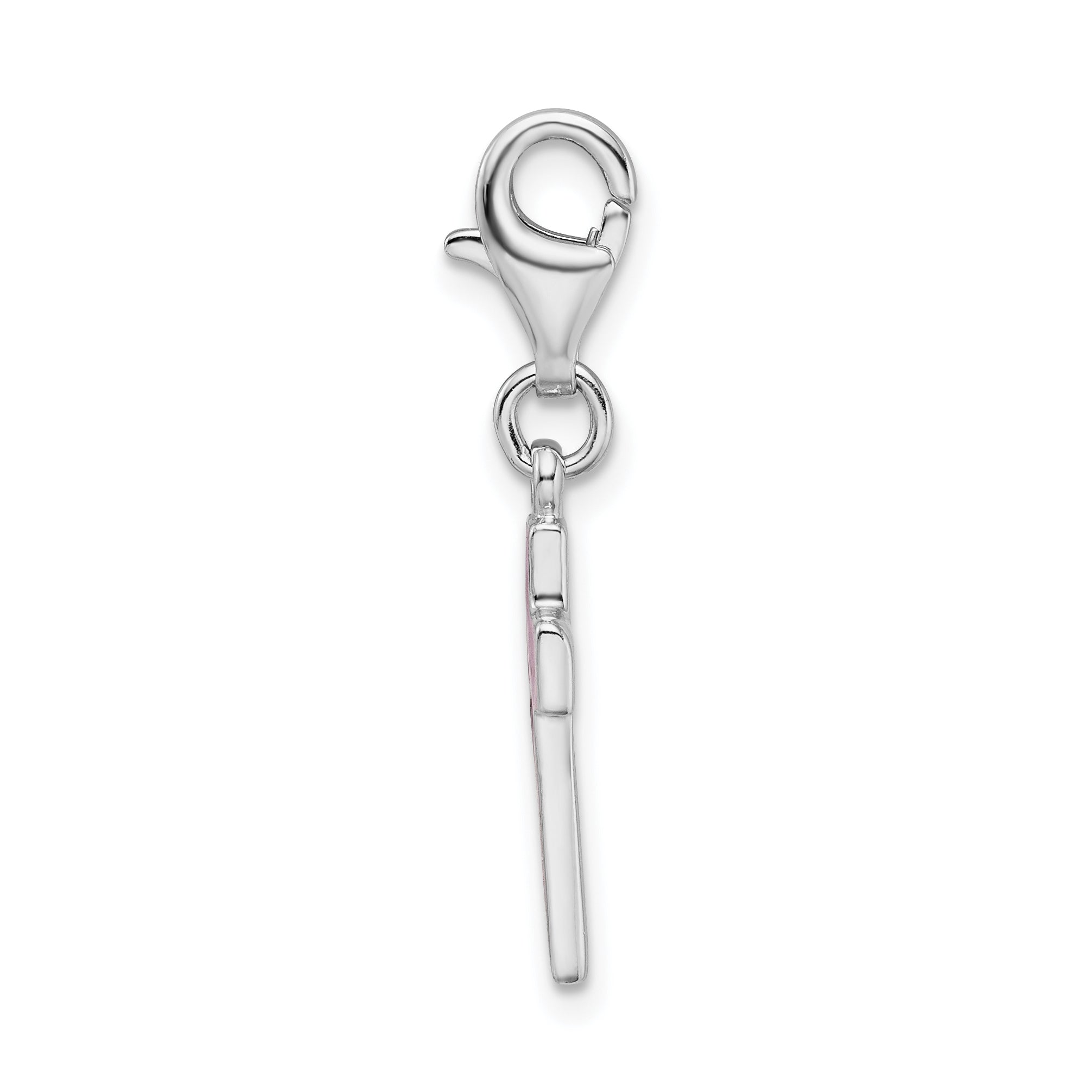 Amore La Vita Sterling Silver Rhodium-plated Polished Enameled Cross Charm with Fancy Lobster Clasp Secondary image