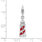 Amore La Vita Sterling Silver Rhodium-plated Polished 3-D Enameled Lighthouse Charm with Fancy Lobster Clasp
