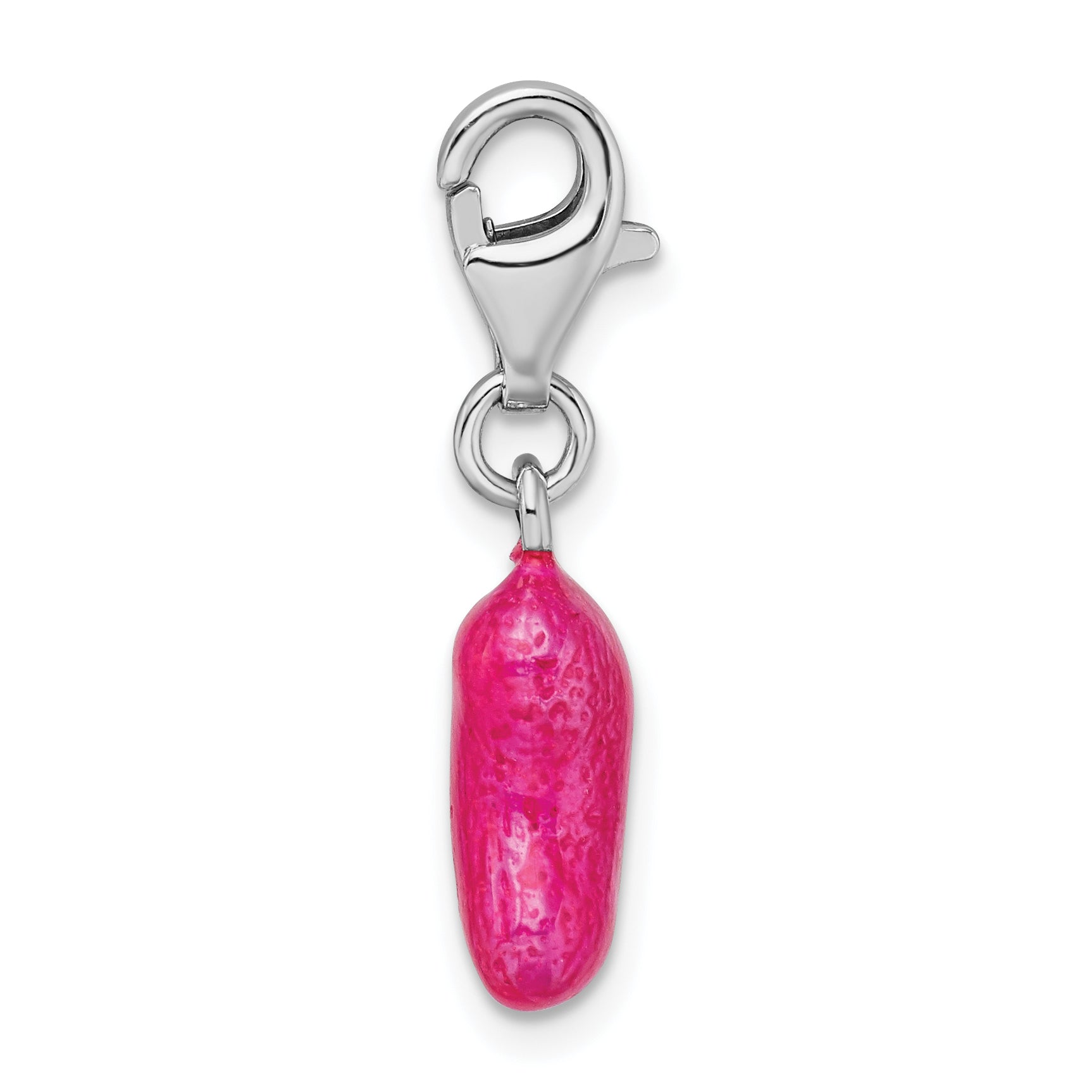 Amore La Vita Sterling Silver Rhodium-plated Polished 3-D Enameled Pink Jelly Bean Charm with Fancy Lobster Clasp Secondary image