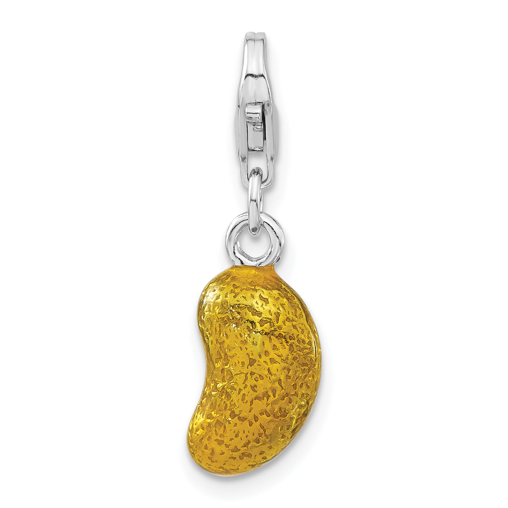 Sterling Silver Rhod-plated 3-D Enameled Yellow Bean w/Lobster Clasp Charm Main image