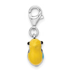 Amore La Vita Sterling Silver Rhodium-plated Polished 3-D Enameled Bird Charm with Fancy Lobster Clasp