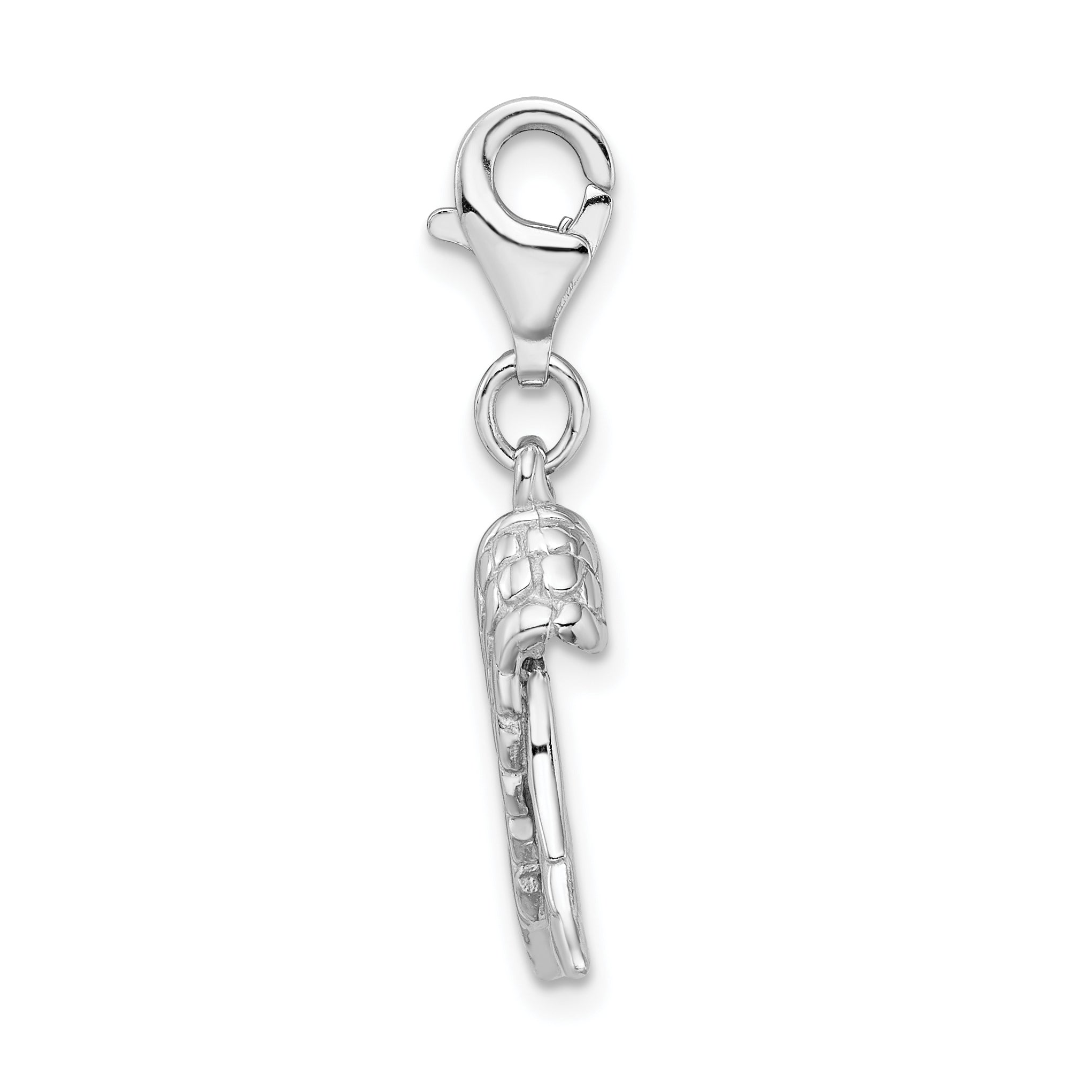 Amore La Vita Sterling Silver Rhodium-plated Polished 3-D Wings Charm with Fancy Lobster Clasp Secondary image