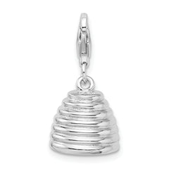 Amore La Vita Sterling Silver Rhodium-plated and Gold-plated Polished 3-D Beehive Charm with Fancy Lobster Clasp