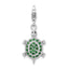 Amore La Vita Sterling Silver Rhodium-plated Polished 3-D CZ Green Turtle Charm with Fancy Lobster Clasp
