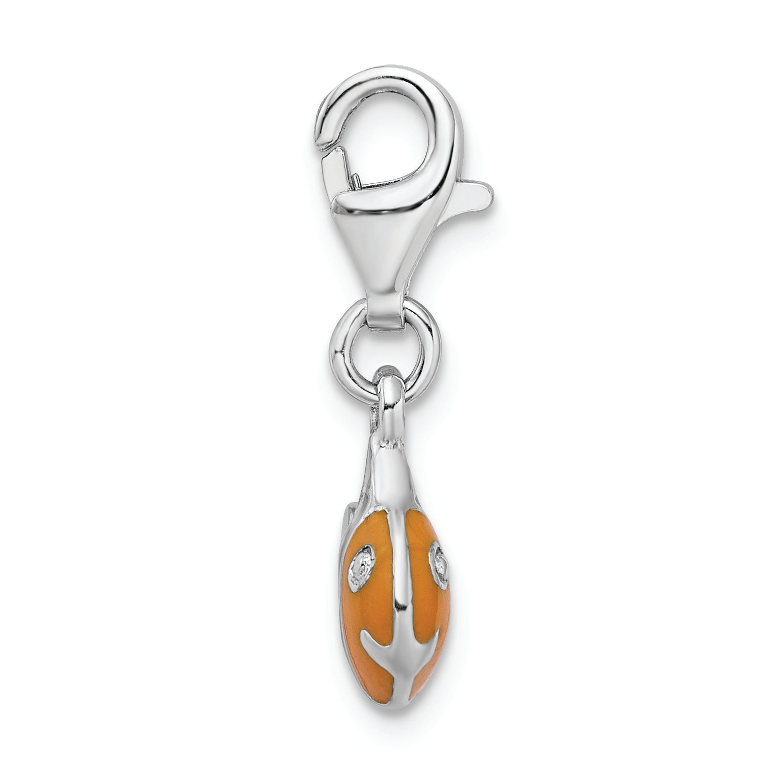Sterling Silver Rhodium-plated 3-D Enameled Fish With Lobster Clasp Charm Secondary image