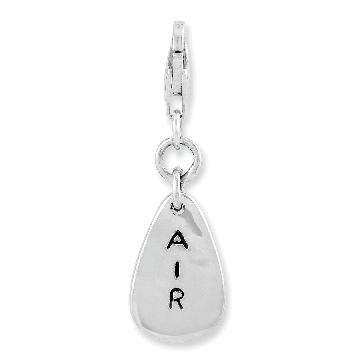 Amore La Vita Sterling Silver Rhodium-plated Polished Air Symbol Charm with Fancy Lobster Clasp