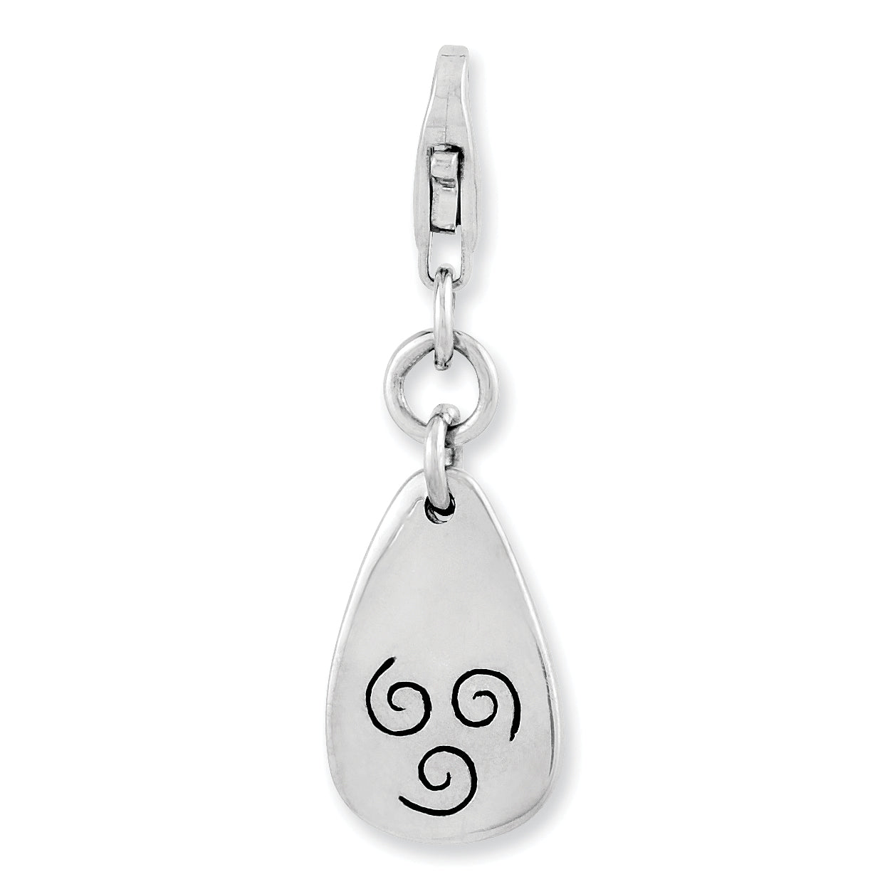 Amore La Vita Sterling Silver Rhodium-plated Polished Air Symbol Charm with Fancy Lobster Clasp