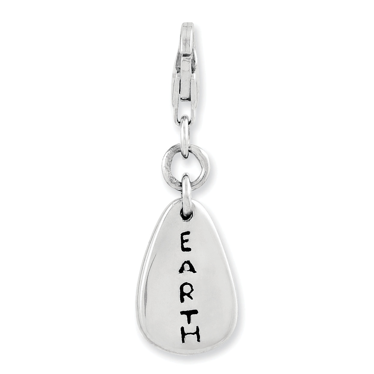 Amore La Vita Sterling Silver Rhodium-plated Polished Earth Symbol Charm with Fancy Lobster Clasp