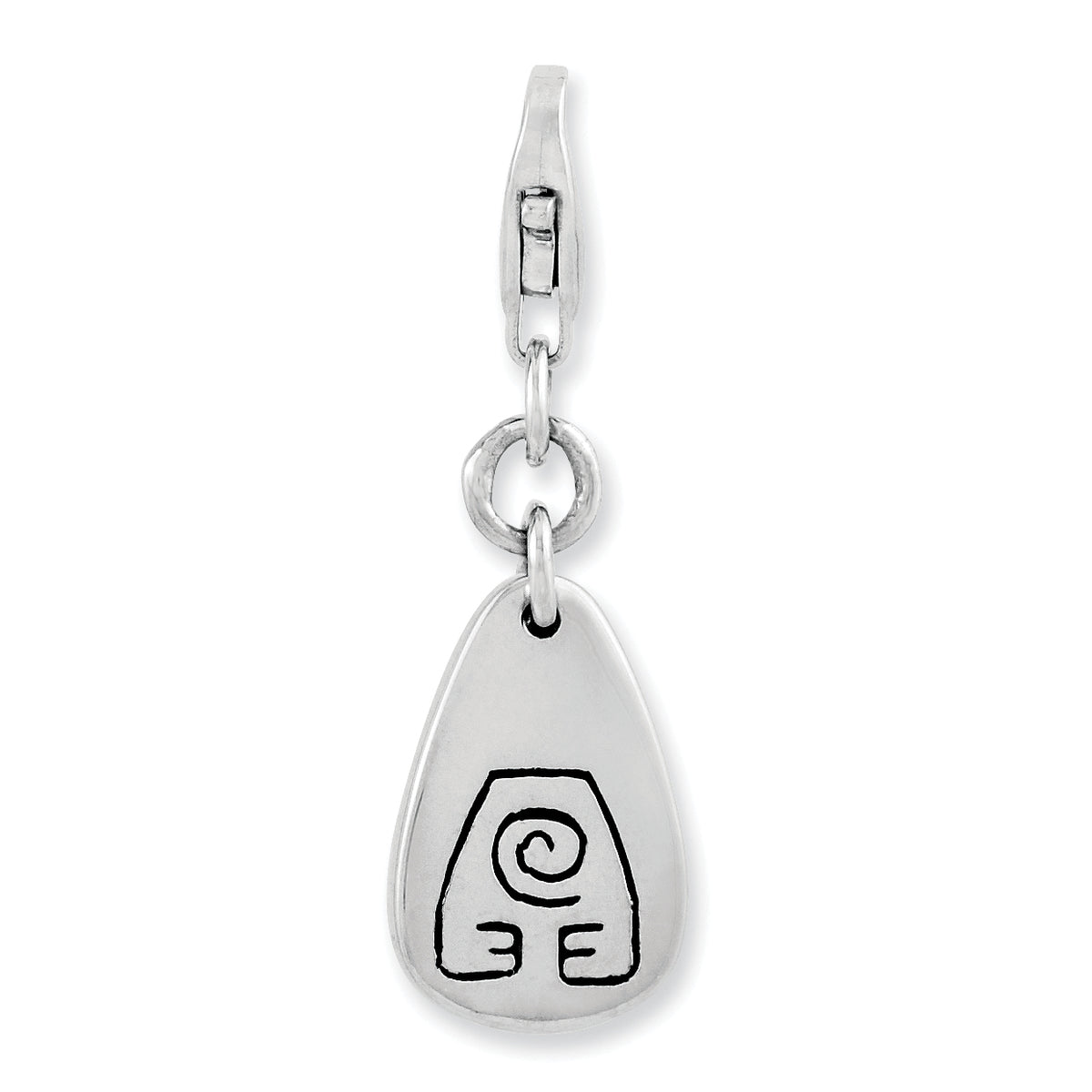Amore La Vita Sterling Silver Rhodium-plated Polished Earth Symbol Charm with Fancy Lobster Clasp