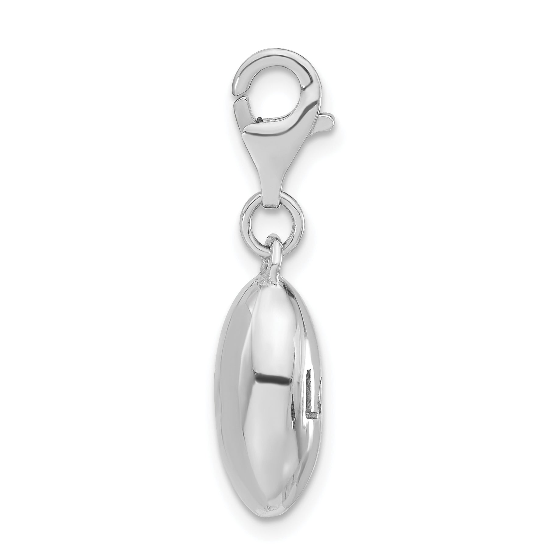 Sterling Silver Rhodium-plated Polished Love Oval With Lobster Clasp Charm Secondary image